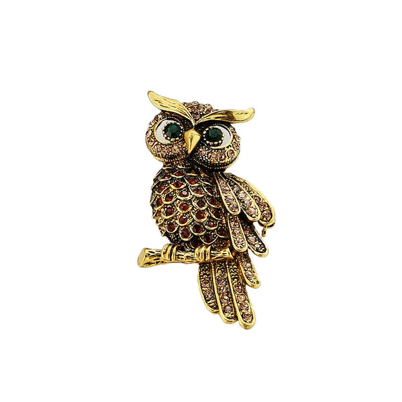 Alloy Animal Owl Fashion Brooch For Women With Electroplating