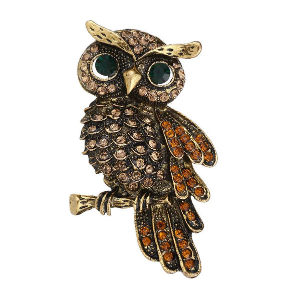 Alloy Animal Owl Fashion Brooch For Women With Electroplating