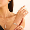 Alloy Animal Pattern Jewelry Set For Women With Diamond Design Including Earrings Necklace And Bracelet