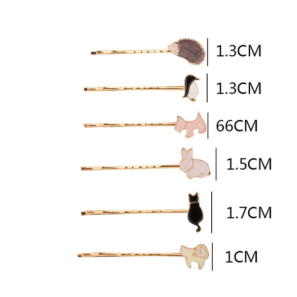 Alloy Animal Rabbit Penguin Hedgehog Electroplated Women's Word Clip Hairpin Trendy Headwear