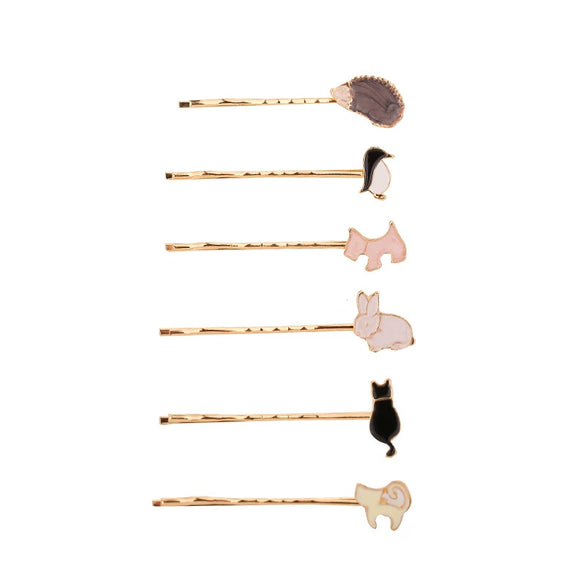 Alloy Animal Rabbit Penguin Hedgehog Electroplated Women's Word Clip Hairpin Trendy Headwear