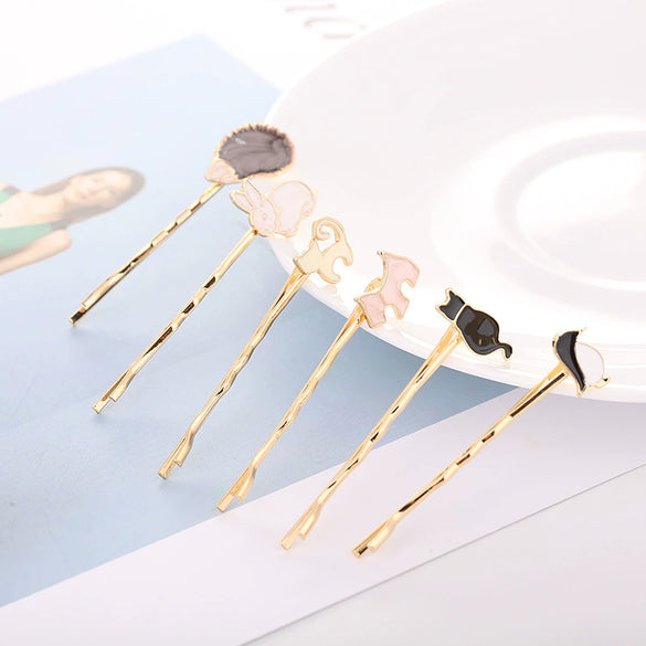 Alloy Animal Rabbit Penguin Hedgehog Electroplated Women's Word Clip Hairpin Trendy Headwear