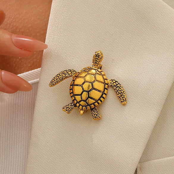 Alloy Animal Shape Retro Green Electroplated Turtle Brooch Highend Niche Jewelry Pin Unisex Accessories