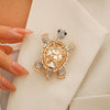 Alloy Animal Shape Retro Green Electroplated Turtle Brooch Highend Niche Jewelry Pin Unisex Accessories