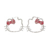 Alloy Animal Shaped Glitter Pink Diamond Cut Out Cat Earrings Electroplated For Women