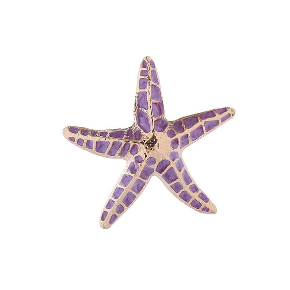 Alloy Animal Starfish Dripping Oil Brooch For Women