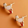 Alloy Animal Style Flamingo Bird Dripping Oil Pendant Necklace Earrings Set Accessories For Women