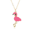Alloy Animal Style Flamingo Bird Dripping Oil Pendant Necklace Earrings Set Accessories For Women