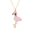 Alloy Animal Style Flamingo Bird Dripping Oil Pendant Necklace Earrings Set Accessories For Women