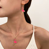 Alloy Animal Style Flamingo Bird Dripping Oil Pendant Necklace Earrings Set Accessories For Women