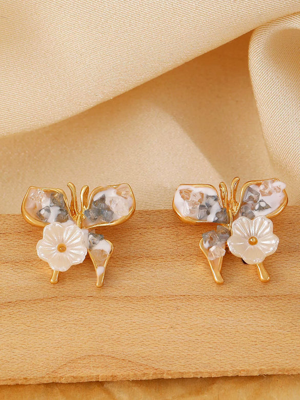 Alloy Animal Style Hollow Butterfly Rose Electroplated Women's Earrings