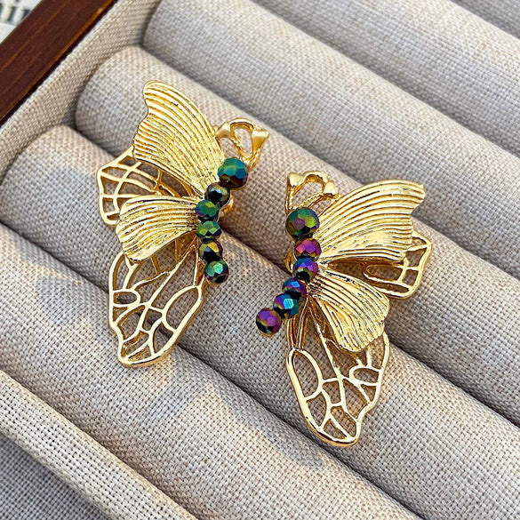 Alloy Animal Style Hollow Butterfly Rose Electroplated Women's Earrings