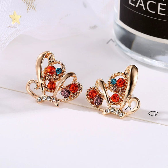 Alloy Animal Style Hollow Butterfly Rose Electroplated Women's Earrings
