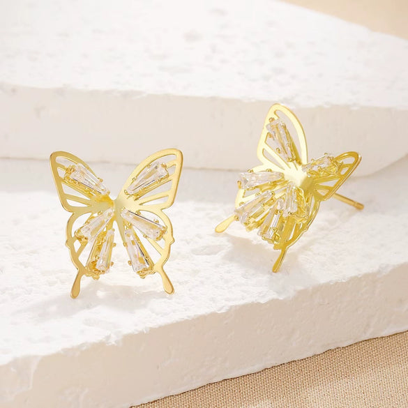 Alloy Animal Style Hollow Butterfly Rose Electroplated Women's Earrings