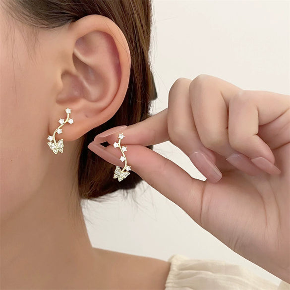 Alloy Animal Style Hollow Butterfly Rose Electroplated Women's Earrings
