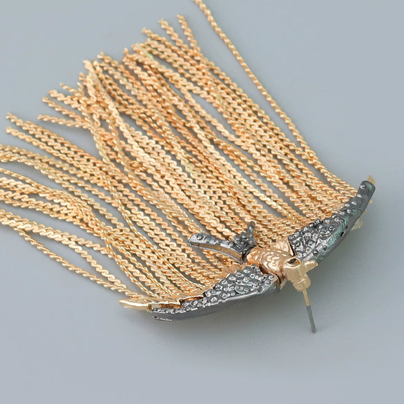 Alloy Animal Tassel Earrings Electroplated For Women