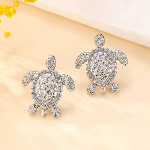 Alloy Animal Tortoise Earrings Electroplated For Women