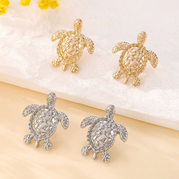 Alloy Animal Tortoise Earrings Electroplated For Women