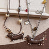 Alloy Animal Zodiac Cartoon Dachshund Pendant Necklace For Women Dripping Oil Design Fashionable Versatile Accessory