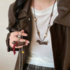 Alloy Animal Zodiac Cartoon Dachshund Pendant Necklace For Women Dripping Oil Design Fashionable Versatile Accessory