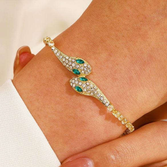 Alloy Animal Zodiac Diamond Micro Inlaid Adjustable Snake Bracelet For Girls