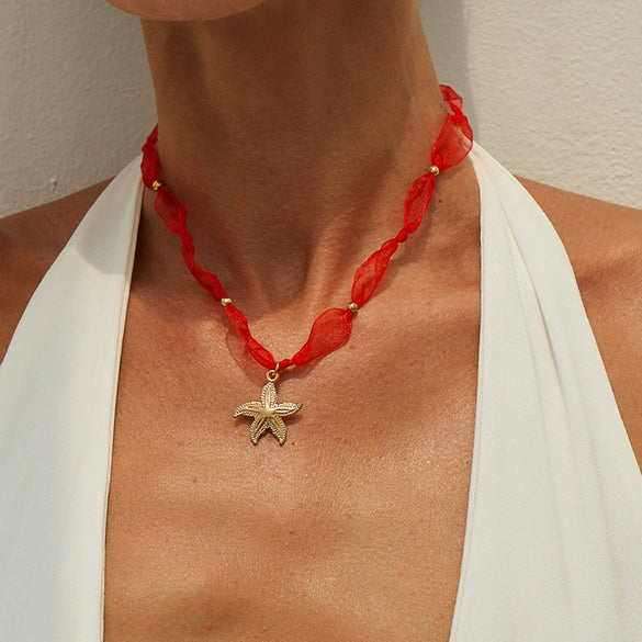 Alloy Animal Zodiac Electroplated Conch Starfish Scallop Necklace For Women