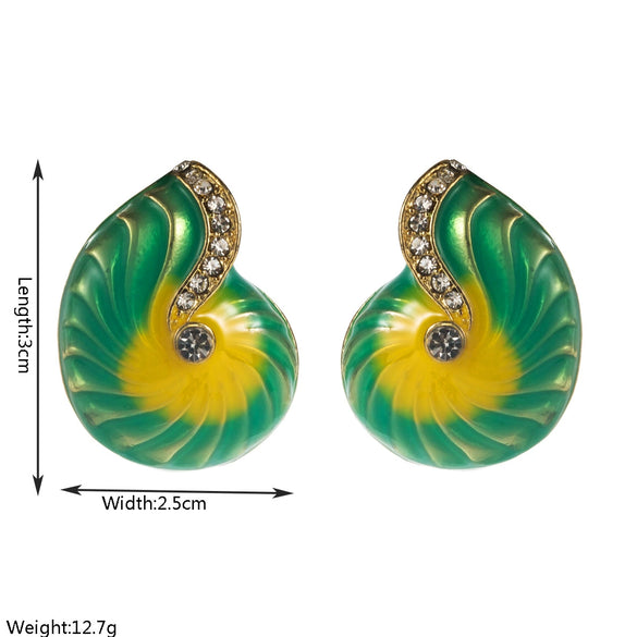 Alloy Animal Zodiac Exaggerated Metallic Oildropping Electroplated Conch Earrings For Women