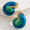 Alloy Animal Zodiac Exaggerated Metallic Oildropping Electroplated Conch Earrings For Women
