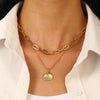 Alloy Animal Zodiac Pendant Doublelayer Chain Necklace Electroplated Ocean Style Jewelry