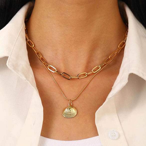 Alloy Animal Zodiac Pendant Doublelayer Chain Necklace Electroplated Ocean Style Jewelry