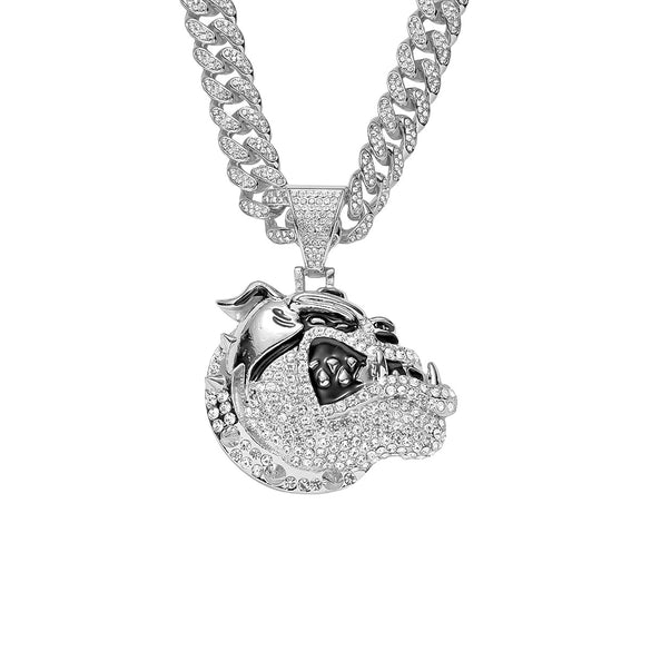 Alloy Animal Zodiac Rhinestone Diamond Pendant Necklace Hiphop Cuban Chain Jewelry For Men