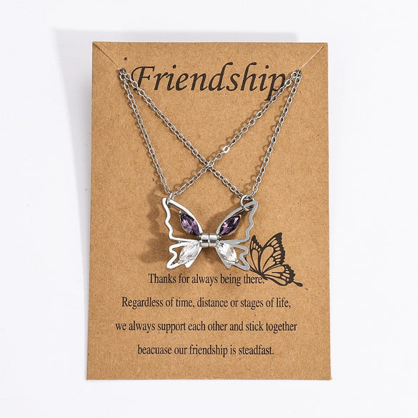 Alloy Animal Zodiac Style Butterfly Pendant Clavicle Chain Necklace With Electroplating