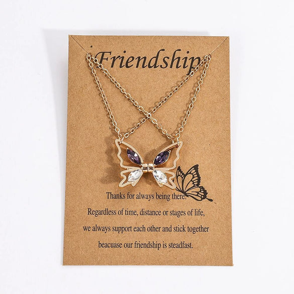 Alloy Animal Zodiac Style Butterfly Pendant Clavicle Chain Necklace With Electroplating