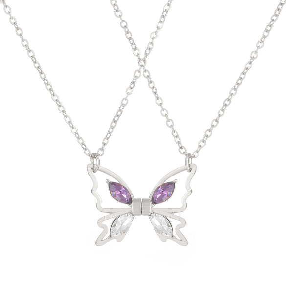 Alloy Animal Zodiac Style Butterfly Pendant Clavicle Chain Necklace With Electroplating