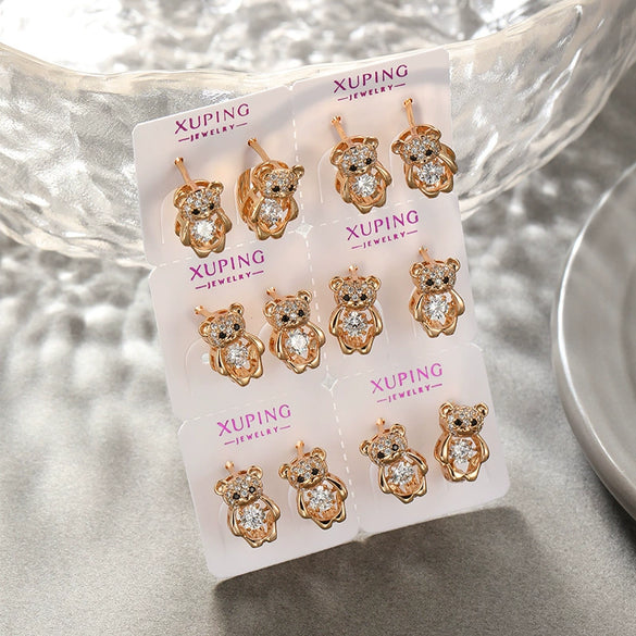 Alloy Animal Zodiac Threedimensional Hollow Design Electroplated Bear Ear Buckle Niche Style Women's Earrings