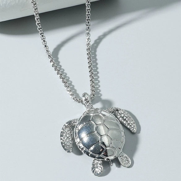 Alloy Animal Zodiac Turtle Pendant Necklace With Pearl Chain And Electroplating Treatment