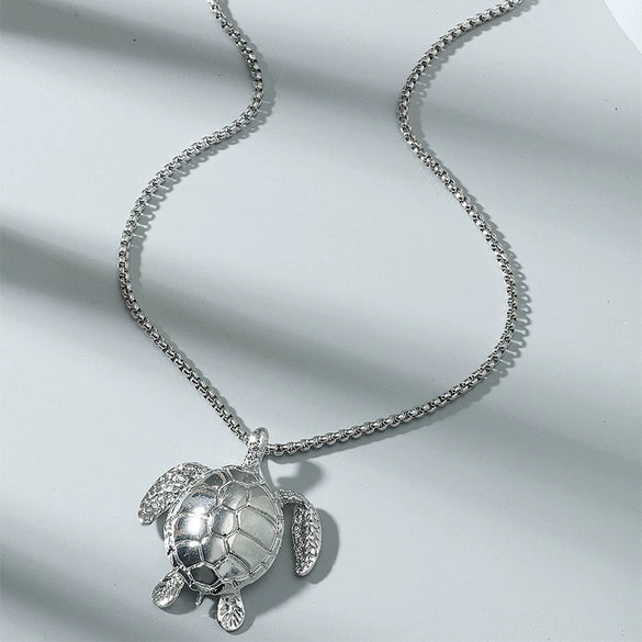 Alloy Animal Zodiac Turtle Pendant Necklace With Pearl Chain And Electroplating Treatment