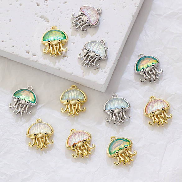 Alloy Animals Jellyfish Pendant Diy Jewelry Electroplated Accessories