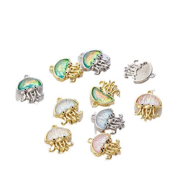 Alloy Animals Jellyfish Pendant Diy Jewelry Electroplated Accessories