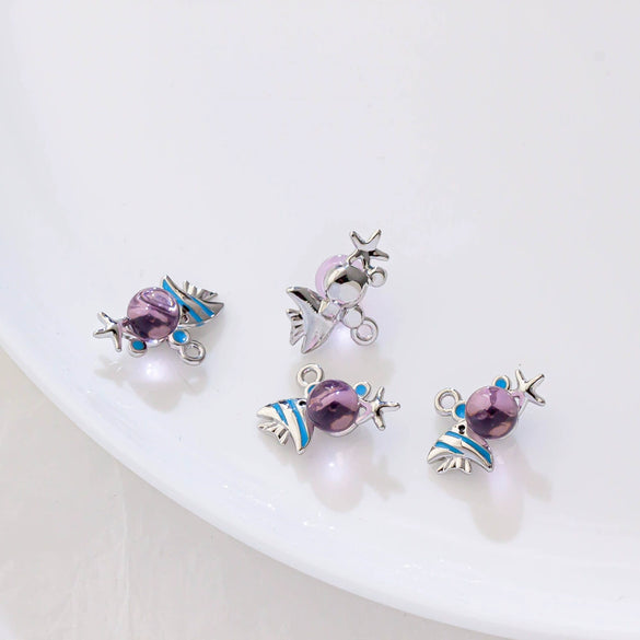 Alloy Animals Style Three Dimensional Bubble Blowing Fish Pendant Electroplated Jewelry Accessories