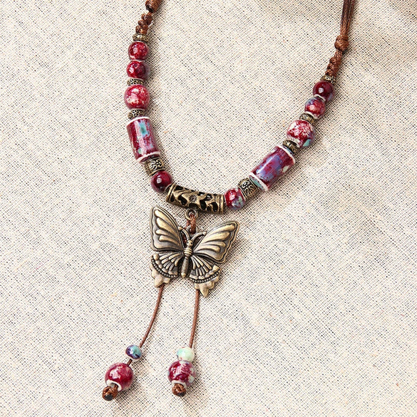 Alloy Animals Zodiac Ceramic Necklace Electroplated Middle Ancient Style Unisex