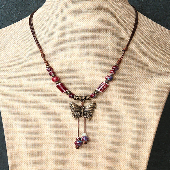 Alloy Animals Zodiac Ceramic Necklace Electroplated Middle Ancient Style Unisex