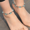 Alloy Anklet For Women Simple Retro Geometric Style With Turquoise