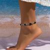 Alloy Anklet For Women With Geometric Pattern And Inlaid Artificial And Semiprecious Stones Retro Style