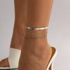Alloy Anklet For Women With Geometric Pattern And Inlaid Artificial And Semiprecious Stones Retro Style