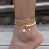 Alloy Anklet For Women With Geometric Pattern And Inlaid Artificial And Semiprecious Stones Retro Style