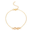 Alloy Anklet For Women With Retro Infinite Symbol And Letters Numbers Text Pattern Inlaid With Artificial Gemstone And Semiprecious Stone