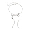 Alloy Anklet With Knot Ribbon Snake Bone Chain Bow Long Tassel For Women