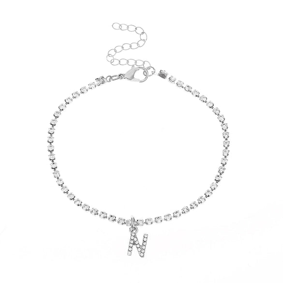 Alloy Anklet With Letters Numbers Text Pattern And Artificial Gemstones Semiprecious Stones Inlay For Women
