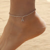 Alloy Anklet With Letters Numbers Text Pattern And Artificial Gemstones Semiprecious Stones Inlay For Women